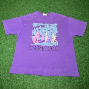 Vintage 80s 90s Cape Cod Sailing Graphic Retro Purple M/L T Shirt